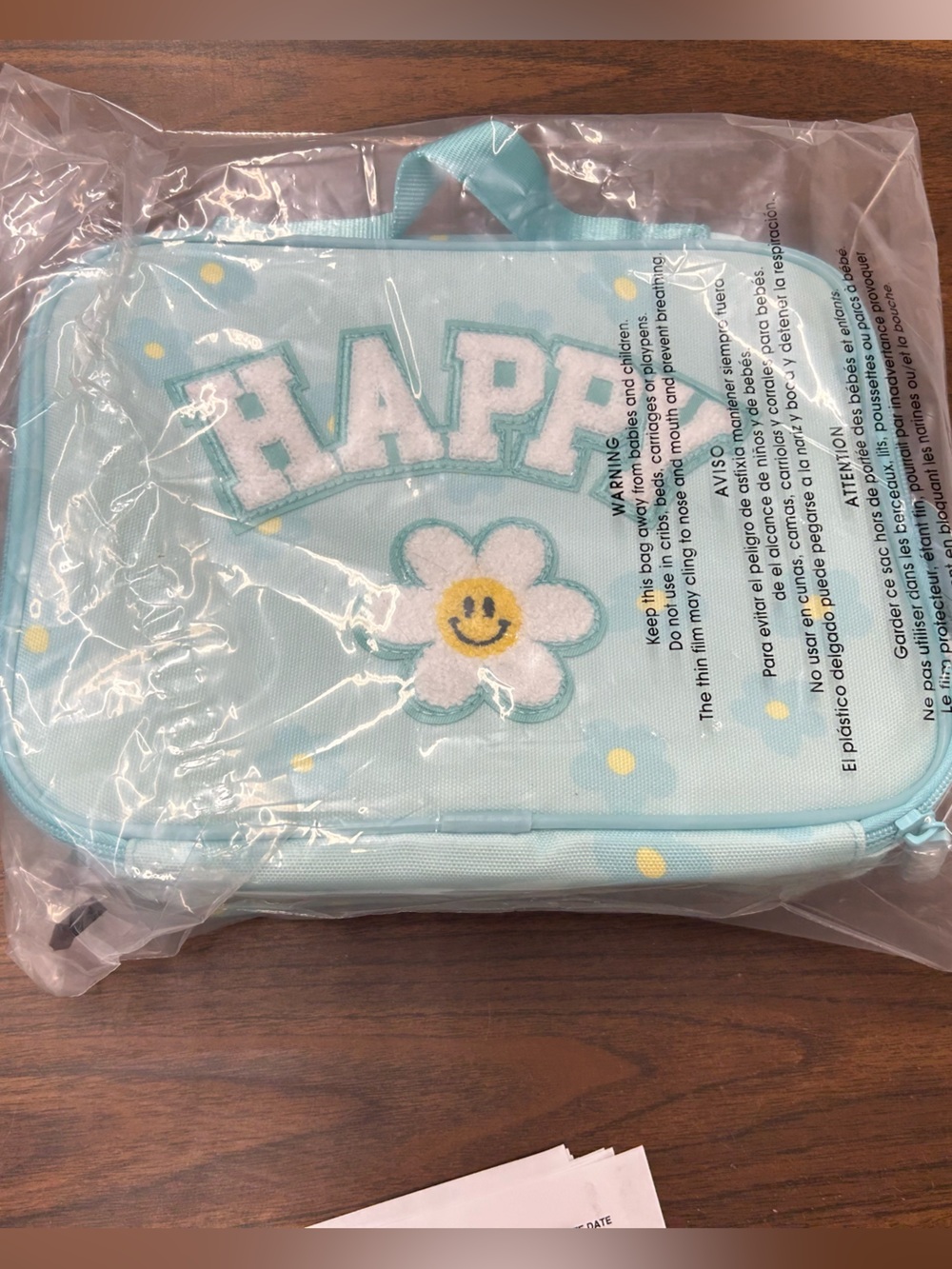 New Top Trenz Kids Happy Daisy Light Blue Lunch Bag